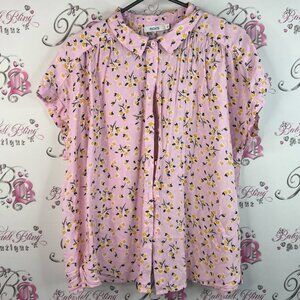 Ricki's button up shirt tee tshirt flowers Pink Floral Button-Up Blouse